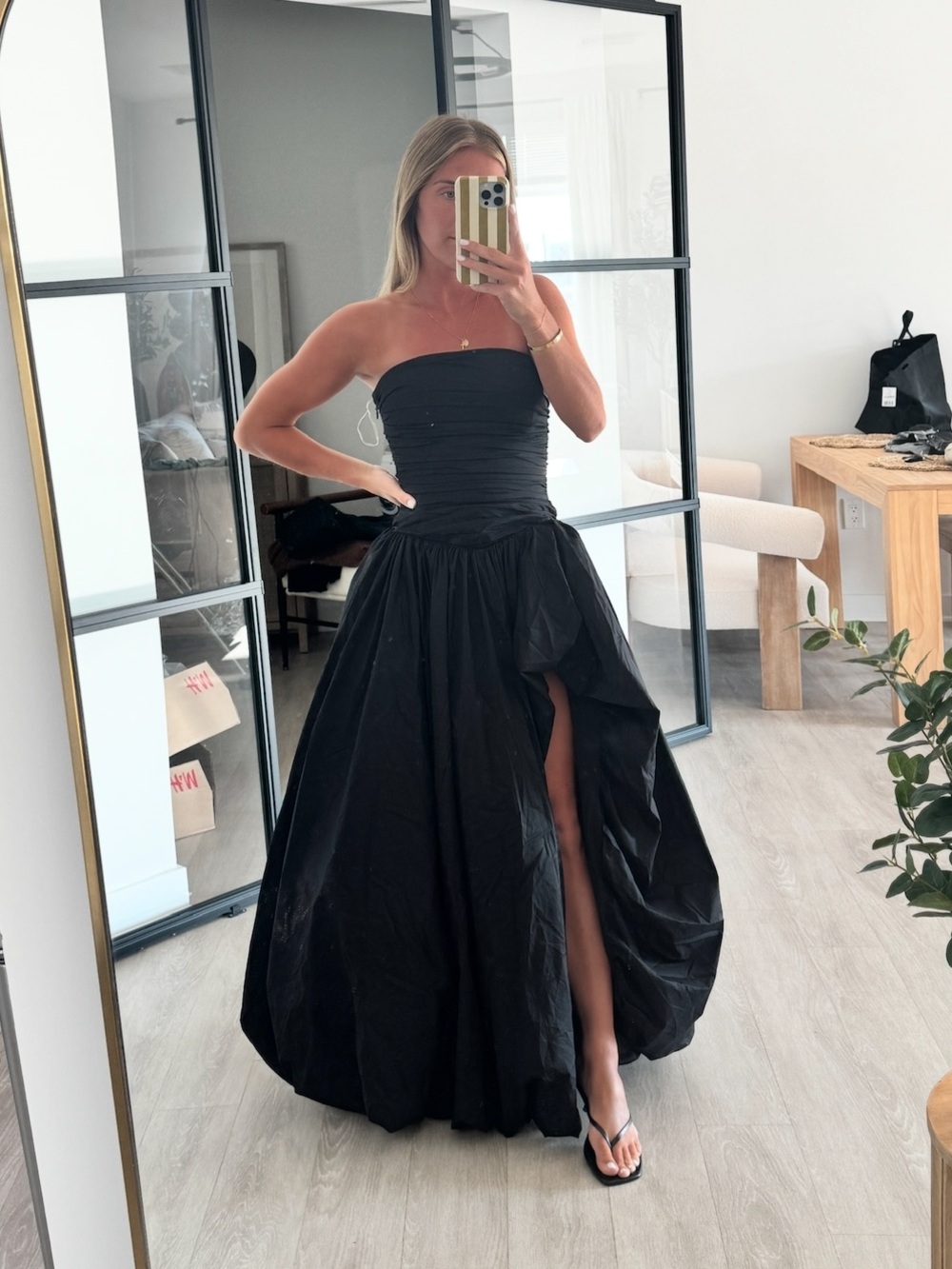 Strapless Black High-Slit Jillian Maxi Evening Gown Babyboo - Picture 4 of 7